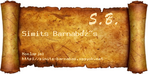 Simits Barnabás névjegykártya